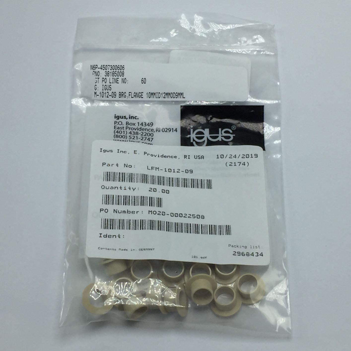 NEW IGUS LFM-1012-09 NEW IGLIDE L280 SLEEVE BEARING WITH FLANGE BORE 10MM QTY 20