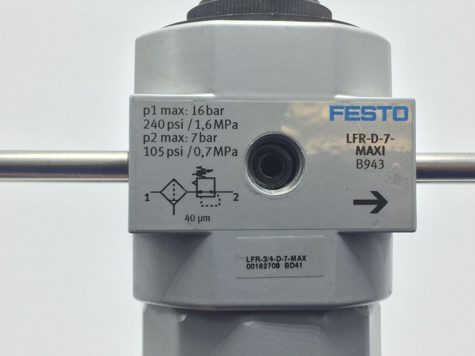  FESTO LFR-3/4-D-7-MA-B943XI FILTER REGULATOR TESTED 