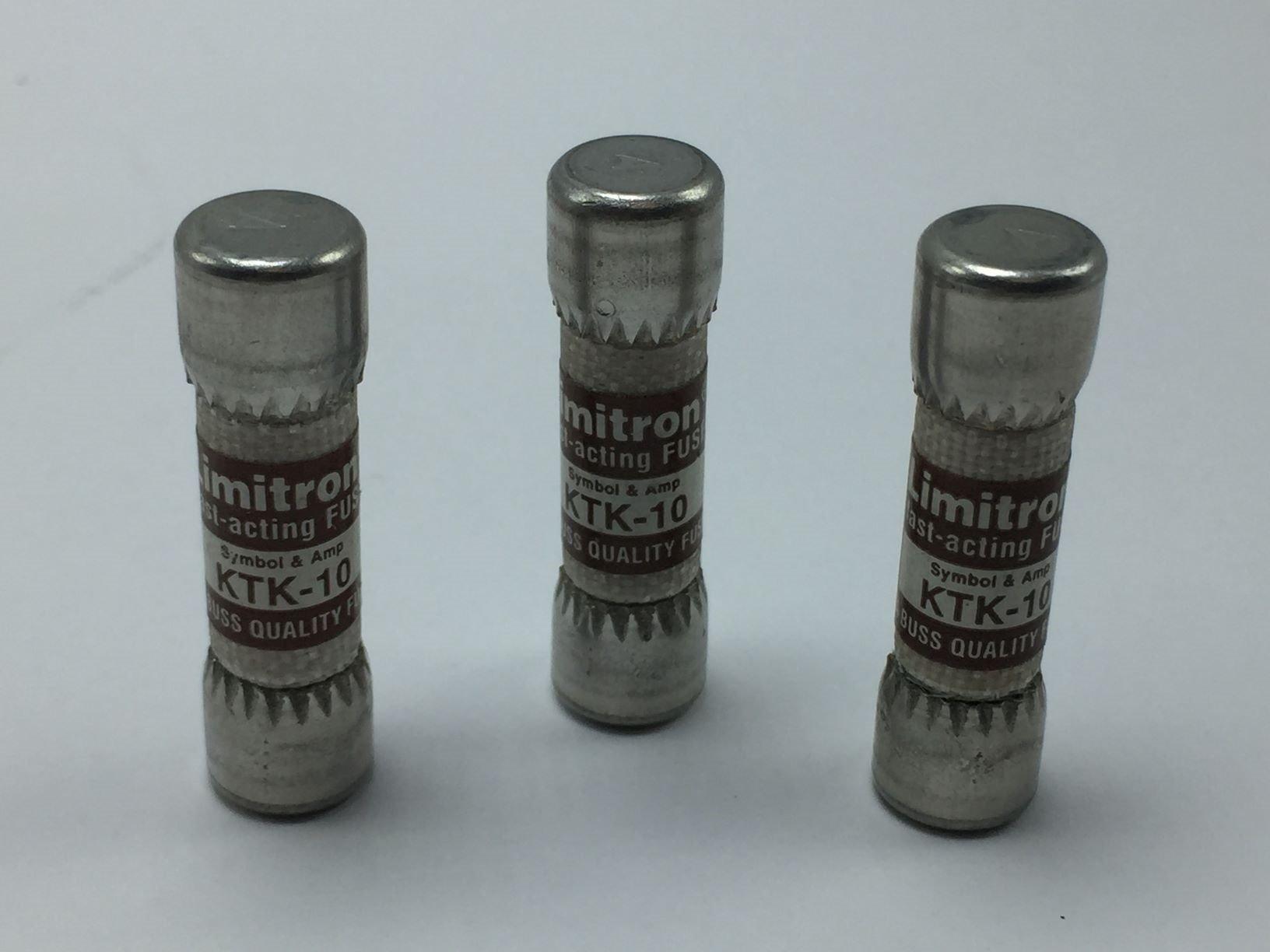 NEW BUSSMANN KTK-10 LIMITRON FAST ACTING FUSE 10A 600V Lot of 3