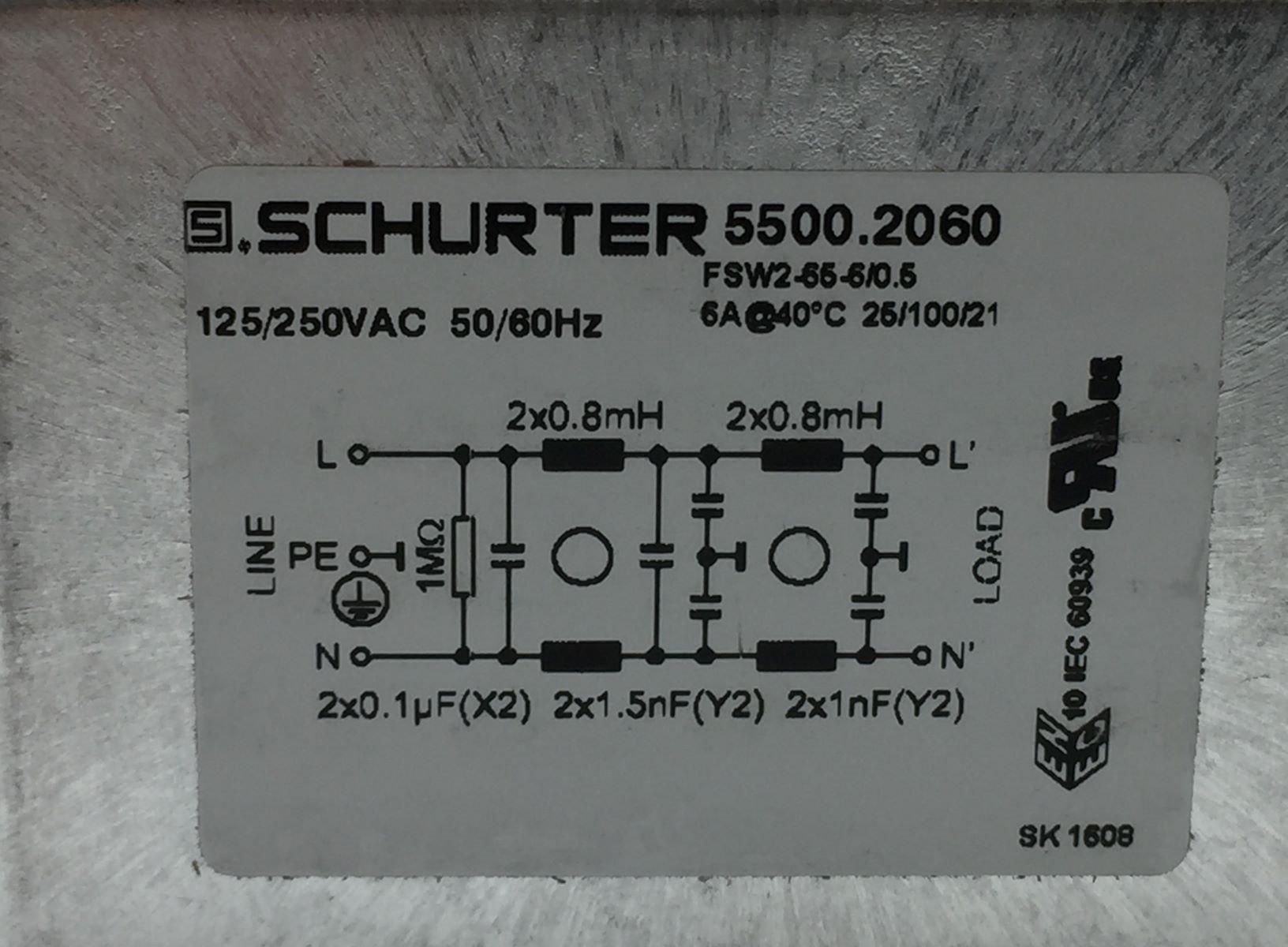 NEW SCHURTER 5500.2060 FSW2-65-6/0.5 SUPPRESSION FILTER 250V 6AMP 