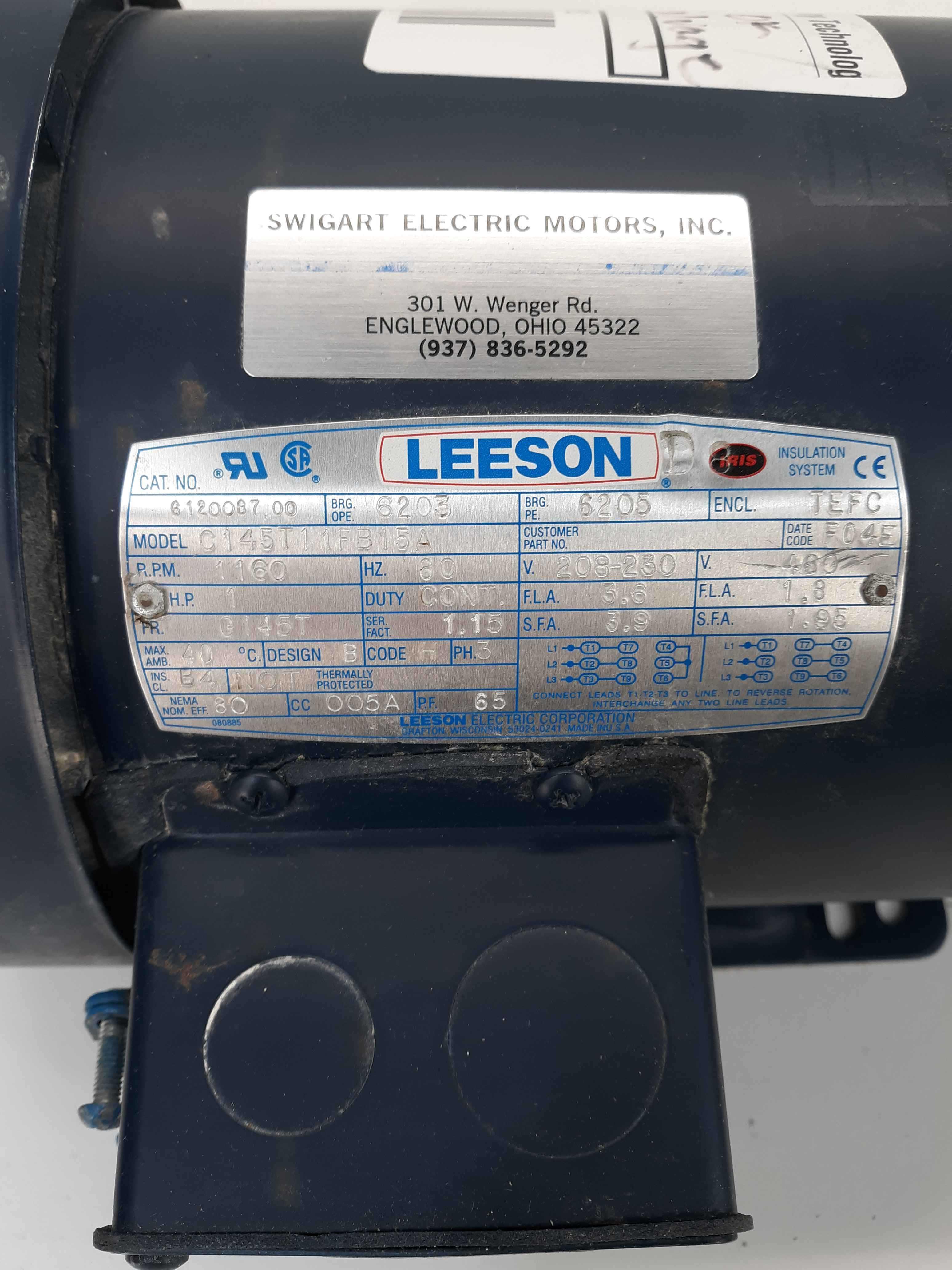  G120087 00 LEESON ELECTRIC MOTOR 
