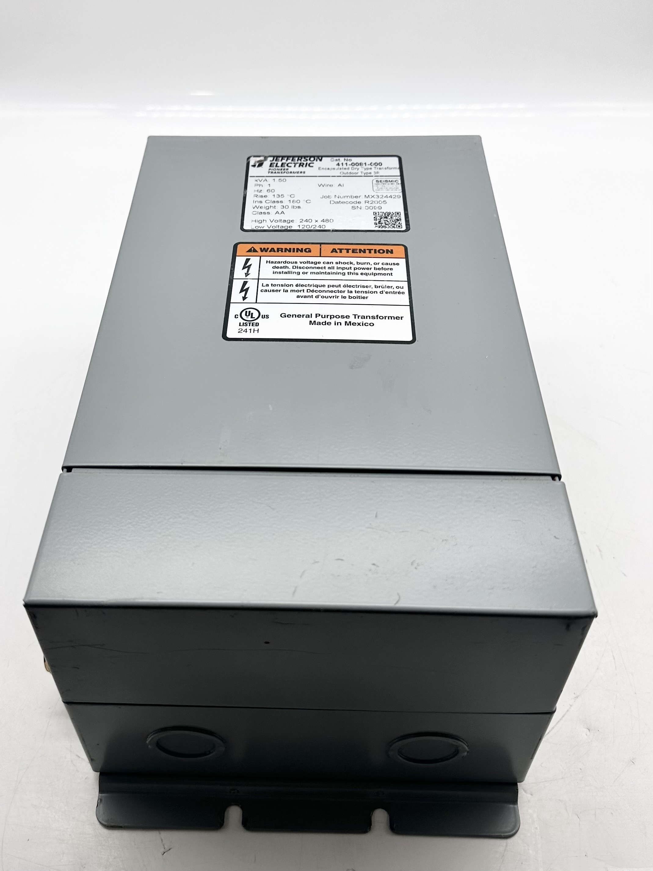 Jefferson Electric 411-0081-000 1-Phase Transformer, 1.5kVA | eBay