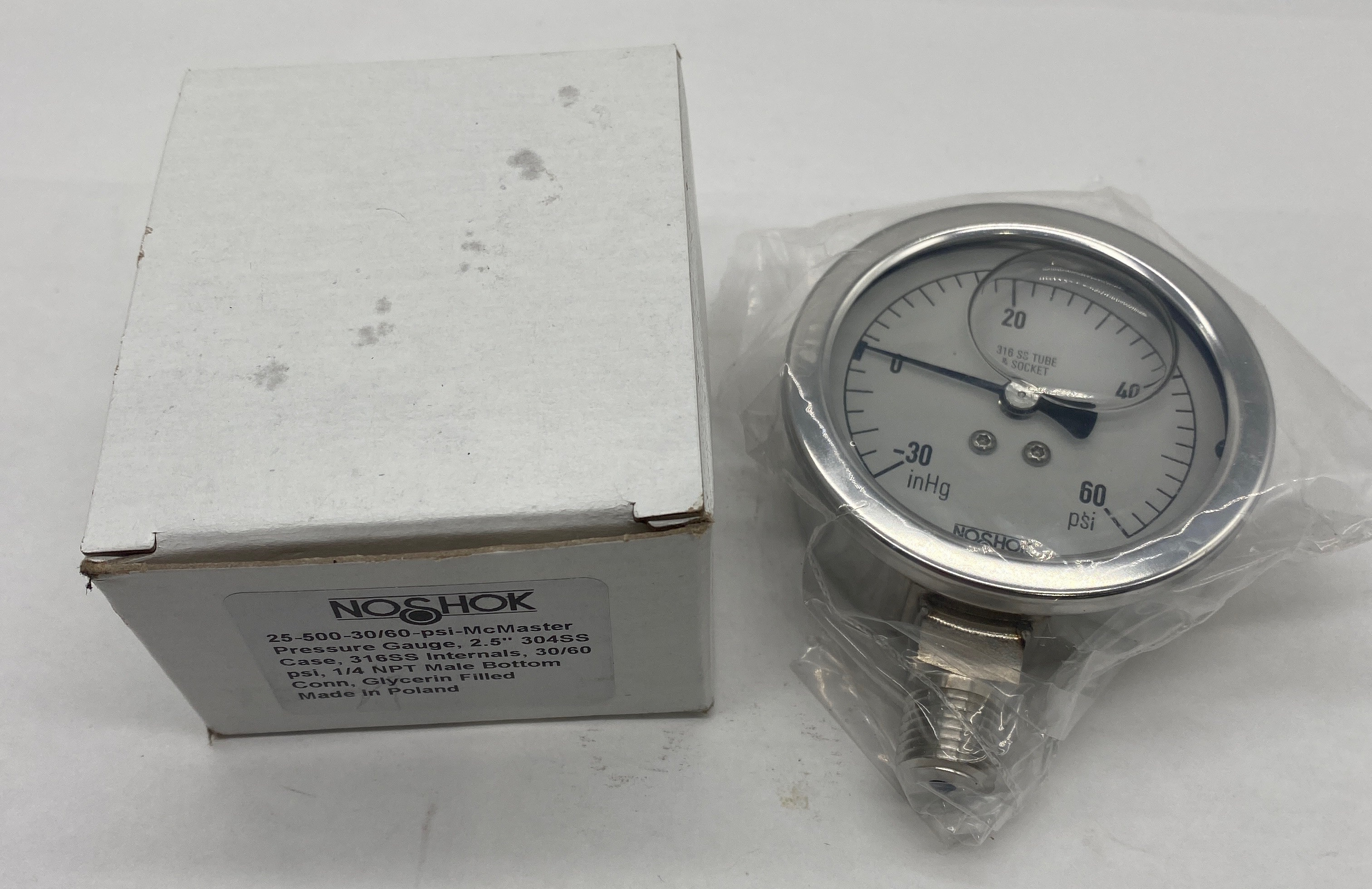 NoShok 8973ZNF9 Pressure Gauge, 2.5
