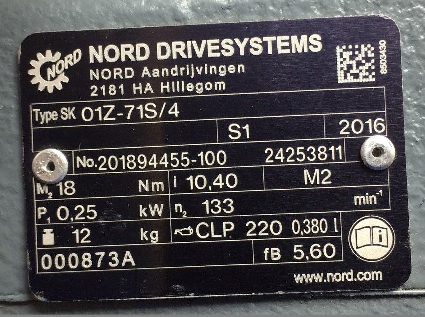 NEW NORD SK71S/4 WITH SK01Z-71S/4 GEARMOTOR RATIO 10.40:1 
