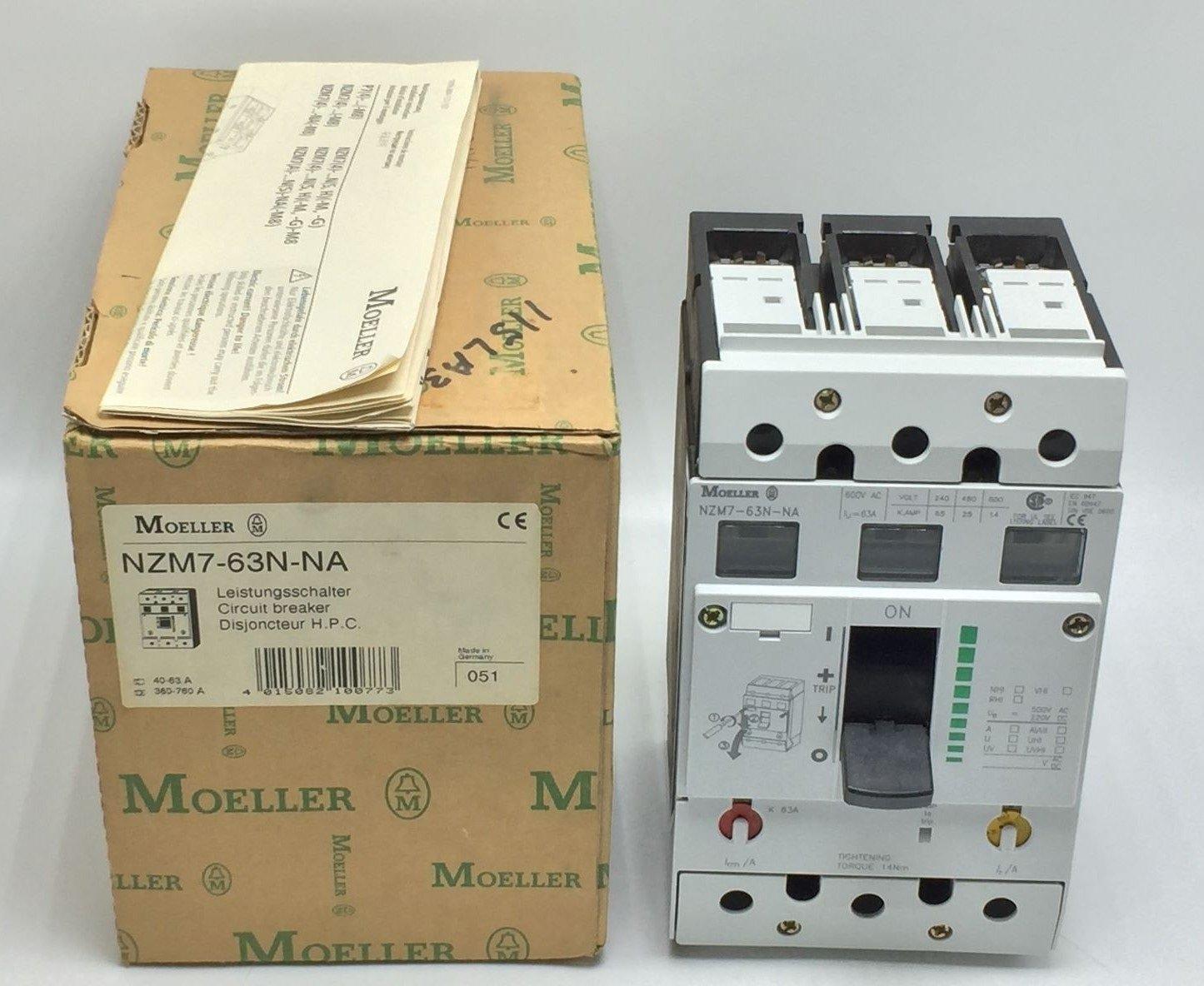 NEW Moeller NZM7-63N-NA Circuit Breaker 600V 63Amp 3-Pole 