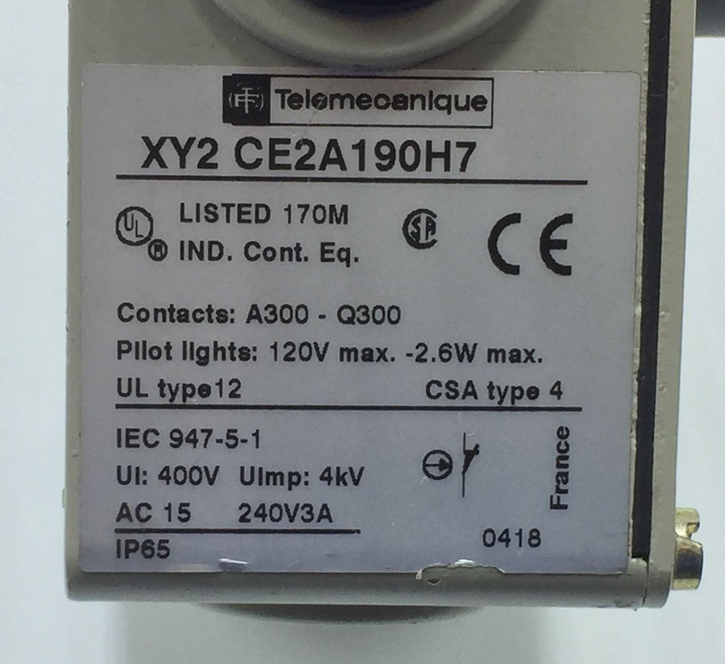  TELEMECANIQUE XY2-CE2A190H7 CABLE PULL SWITCH 300VAC 10AMP 