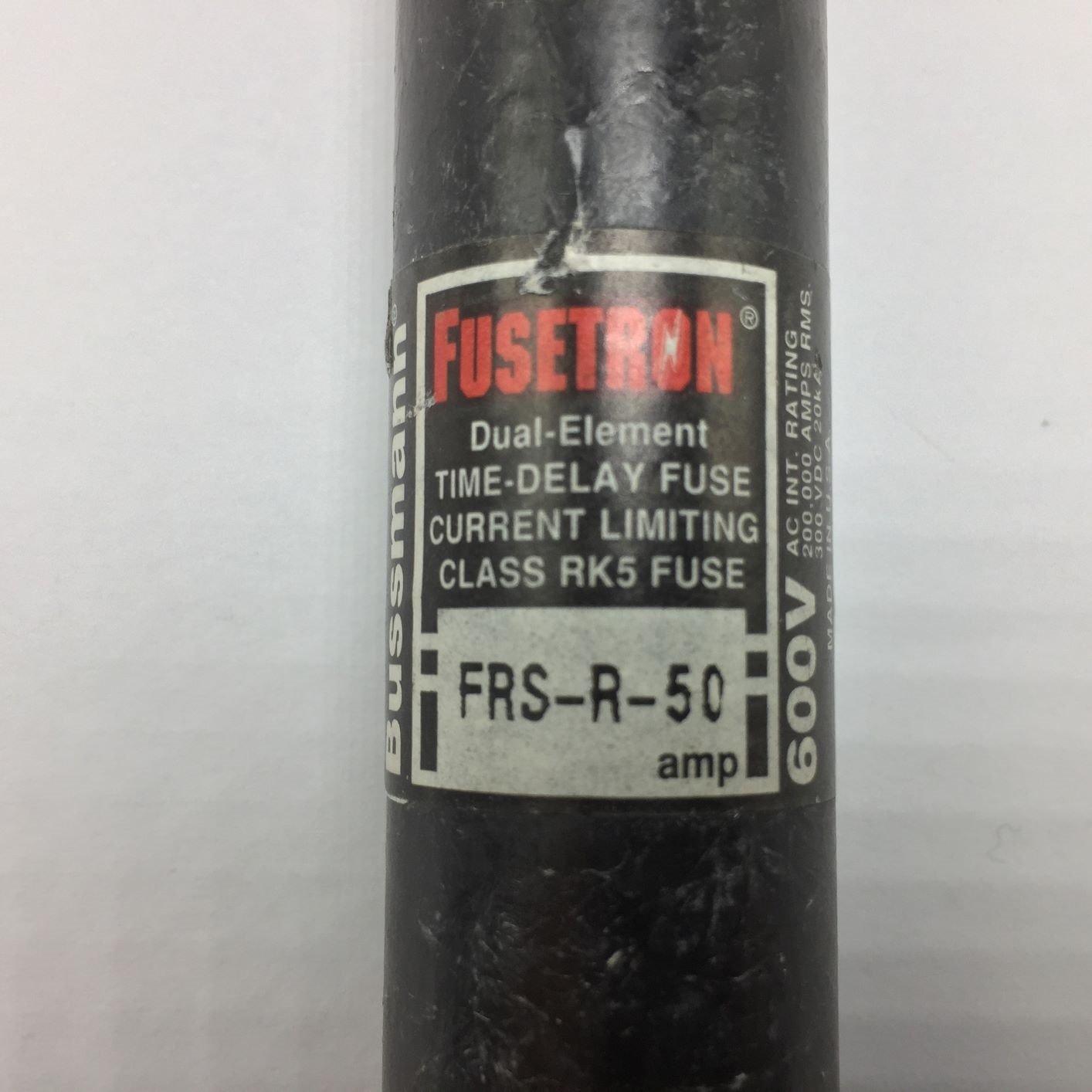 BUSSMANN/FUSETRON FRS-R-50 TIME DELAY FUSE 50A 600VAC 300VDC Lot of 2