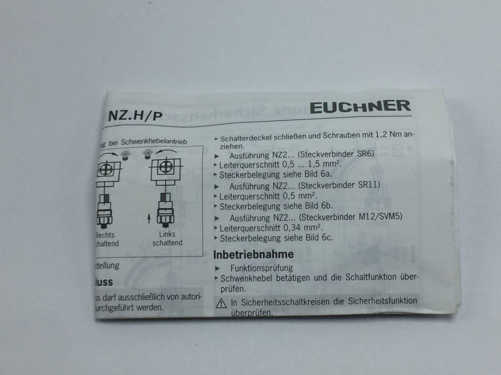 NEW EUCHNER NZ2PS-3131 SAFETY SWITCH 24VDC W/LEVER ARM & STEEL ROLLER PN# 090150