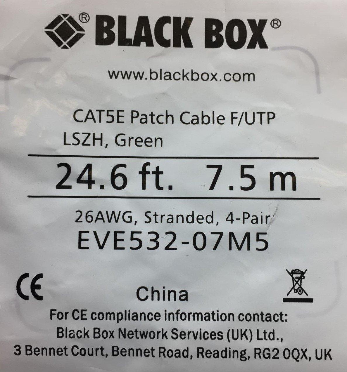 NEW BLACK BOX EVE530-07M5 CAT5E PATCH CABLE F/UTP LSZH GREEN 7.5M 