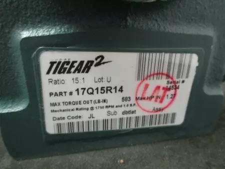  Dodge 17Q15R14 Tigear Gear Reducer Ratio 15:1 