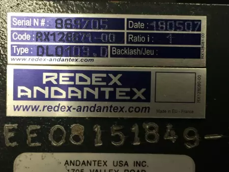 Redex Andantex DLO103.D Gearbox , Ratio 1:1 