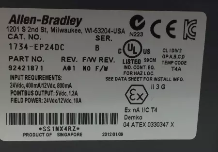 ALLEN BRADLEY 1734-EP24DC SER.B POINT I/O POWER/BUS EXP. POWER SUPPLY TESTED 