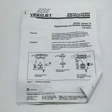 Videojet VJ356072 Ink Module Pack, Excel Series 10 