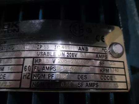 Flowserve 3X2X6T Pump W/2M00057 Brook Crompton 1HP AC Motor 