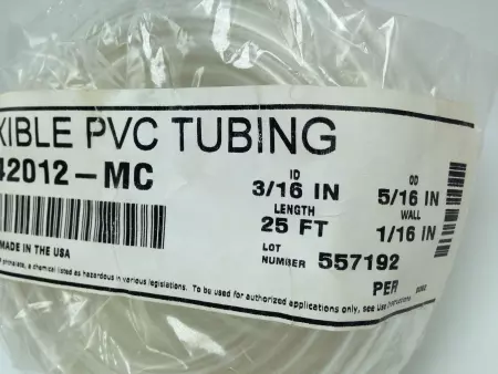 NEW Versilon ABH42012-MC Flexible PVC Tubing, 3/16