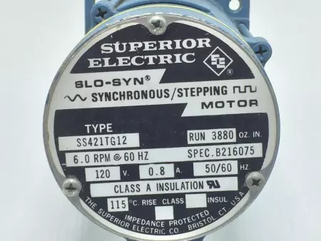 Superior Electric SS421TG12 Synchronous Stepping Motor 6RPM 120VAC 