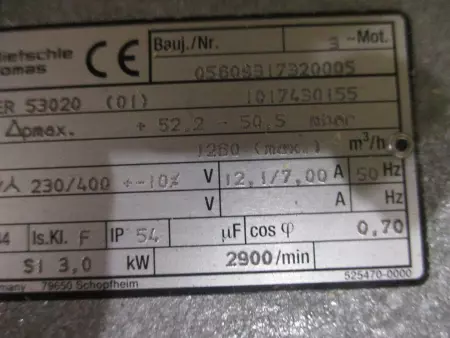 Rietschle Thomas RER 53020 (01) Blower W/3.0kW Motor 