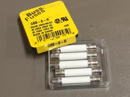 Bussmann GBB-6-R Fuses 250V 6Amp Lot of 5