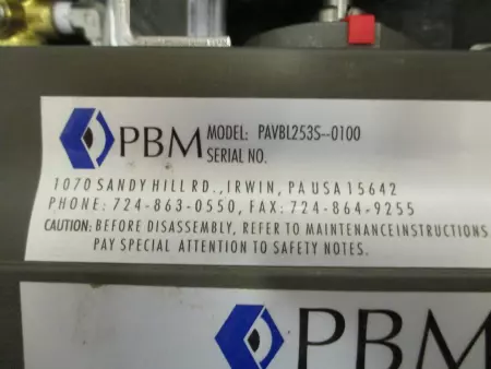 PBM PAVBL253S--0100 Pneumatic Actuator, Valve W/Valve & Display Monitor 