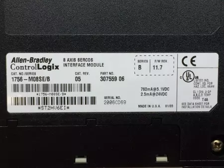 Allen Bradley 1756-M08SE SER. B ControlLogix 8-Axis Interface Module 24VDC 