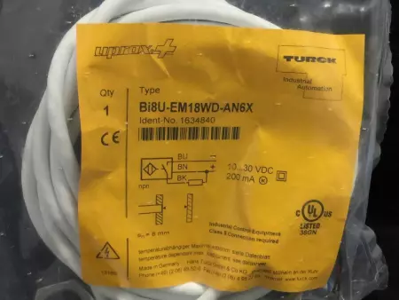 TURCK BI8U-EM18WD-AN6X PROXIMITY SWITCH IDENT#(1634840) 