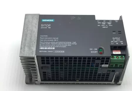 Siemens 6EP1434-1SH01 Sitop Power10 Power Supply, 24VDC 10A 