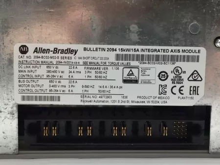Allen-Bradley 2094-BC02-M02-S Kinetix 6000 Axis Module/Servo Drive 15kW 
