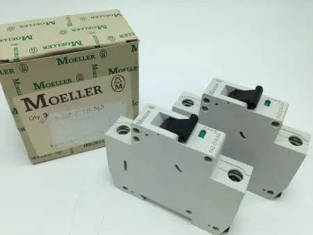 NEW Moeller FAZ-C16-NA 1-Pole Circuit Breaker 16Amp, 240VAC Lot of 2