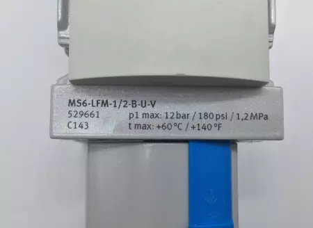 Festo MS6-LFM-1/2-B-U-V FINE FILTER 12 BAR 180PSI 1.2MPA  529661 