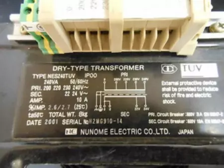 Nunome Electric NES240TUV Single-phase dry isolation transformer 