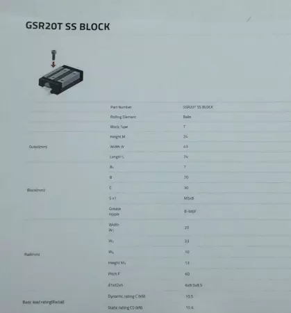 THK GSR20T-SS LINEAR GUIDE RAIL BLOCK 