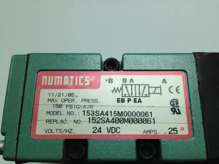 Numatics 153SA415M0000061 Solenoid Valve W/Regulator Base and Gauge 