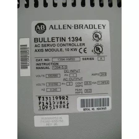 Allen Bradley 1394-AM50 SER A Servo Controller 10KW Axis Module  - IN GERMANY 