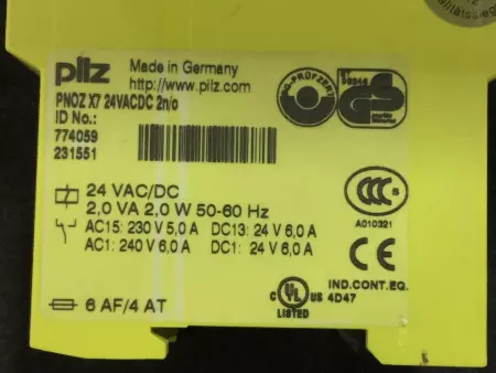 PILZ 774059 PILZ PNOZ X7 SAFETY RELAY 24VAC/DC PN# 774059 