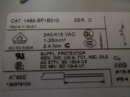  Allen Bradley 1492-SP1B010 Circuit Breaker 240/415V 1Amp 