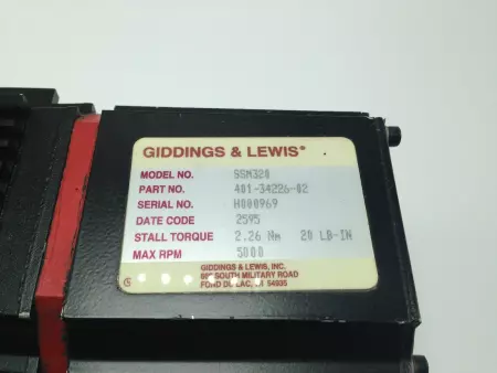 Giddings & Lewis 401-34226-02 Centurion Servo Motor 1HP 