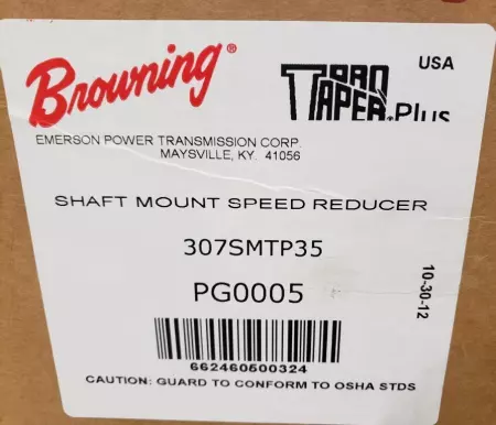 Browning 307SMTP35 Shaft Mount Speed Reducer, Ratio 35:1 