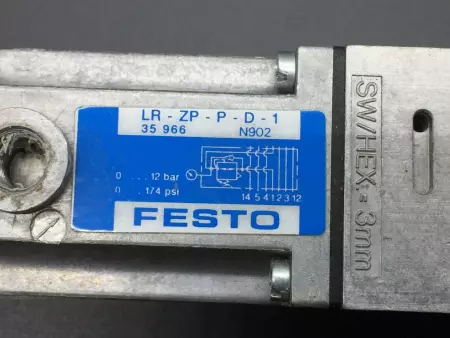  FESTO LR-ZP-P-D-1 INTERMEDIATE PRESSURE REGULATOR PLATE 0-174PSI PN 35966 