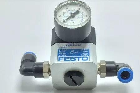  FESTO LRP-1/4-10 159502 PRECISION PRESSURE REGULATOR 1-10BAR W/GAUGE 