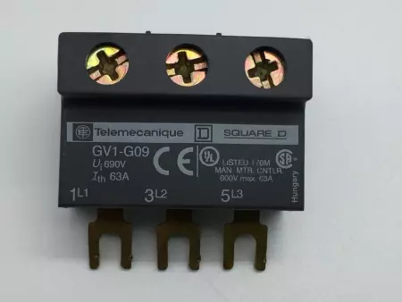  Telemecanique GV1-G09 Starter Manual Terminal Block 63Amp, 3 POLE, 600VAC 