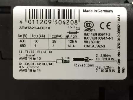  SIEMENS 3RV1321-4DC10 MOTOR CONTROLLER 25 AMP TESTED 