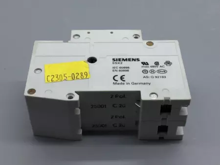  SIEMENS 5SX22-C20 CIRCUIT BREAKER 2 POLE, 20A, 480VAC TESTED 