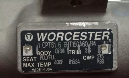 Worcester 1-CPT51-6-6RT150A60-R4 Flanged Ball Valve 1