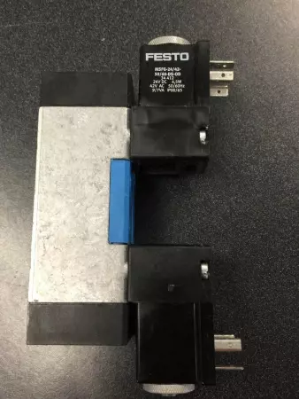  FESTO MFH-5/3E-D-1-S-C SOLENOID VALVE  W/COILS PN# 152565 WITH 34412 TESTED 