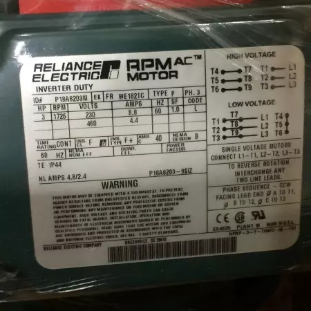 Reliance Electric P18A8203 RPM AC™ Servo Motor, 3HP Frame WE182TC 