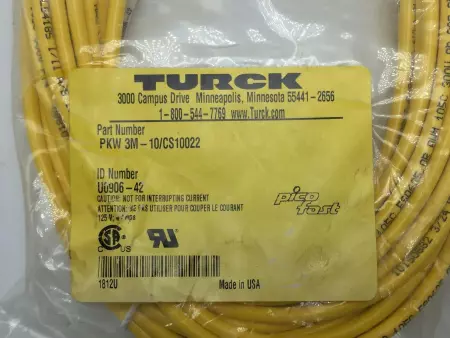 TURCK PKW-3M-10-CS10022 SENSOR CORDSET 10M 125V 4A 