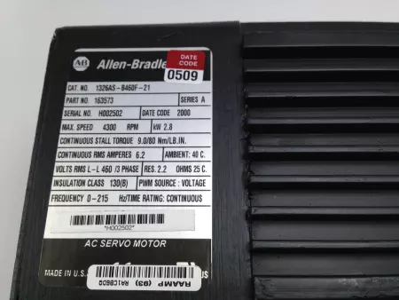 Allen-Bradley 1326AS-B460F-21 SER.A AC Servo Motor 2.8kW 
