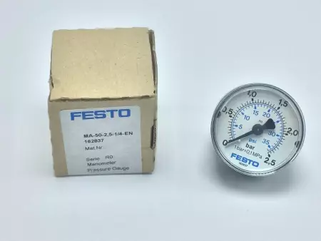 NEW FESTO MA-50-2,5-1/4-EN PRESSURE GAUGE 0 TO 2.5 BAR 