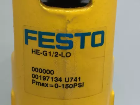 FESTO HE-G1/2-LO 3/2 SHUT OFF VALVE G1/2IN PORT #197134 TESTED 