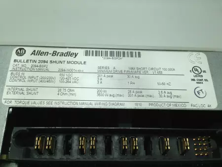 ALLEN BRADLEY 2094-BSP2 SA KINETIX 6000 SHUNT MODULE 230/460V SER A 